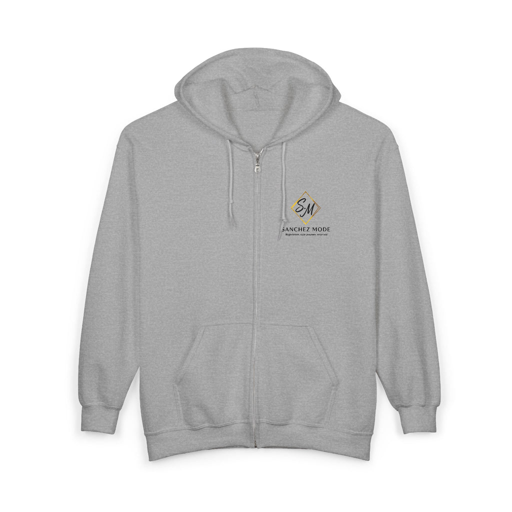 Full-Zip Hoodie with Small Mountain Logo - "SM" Minimalist Outdoor Zip-Up
