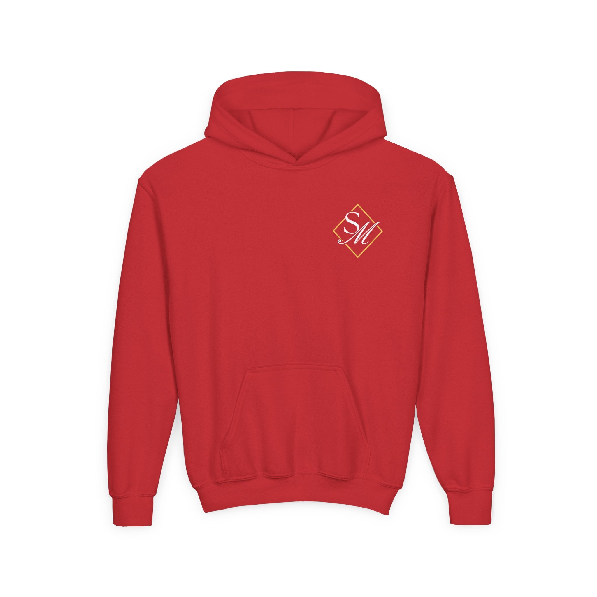Youth Hoodie — Color Explosion Dirt Bike Pullover with Checkered Flag Back Graphic
