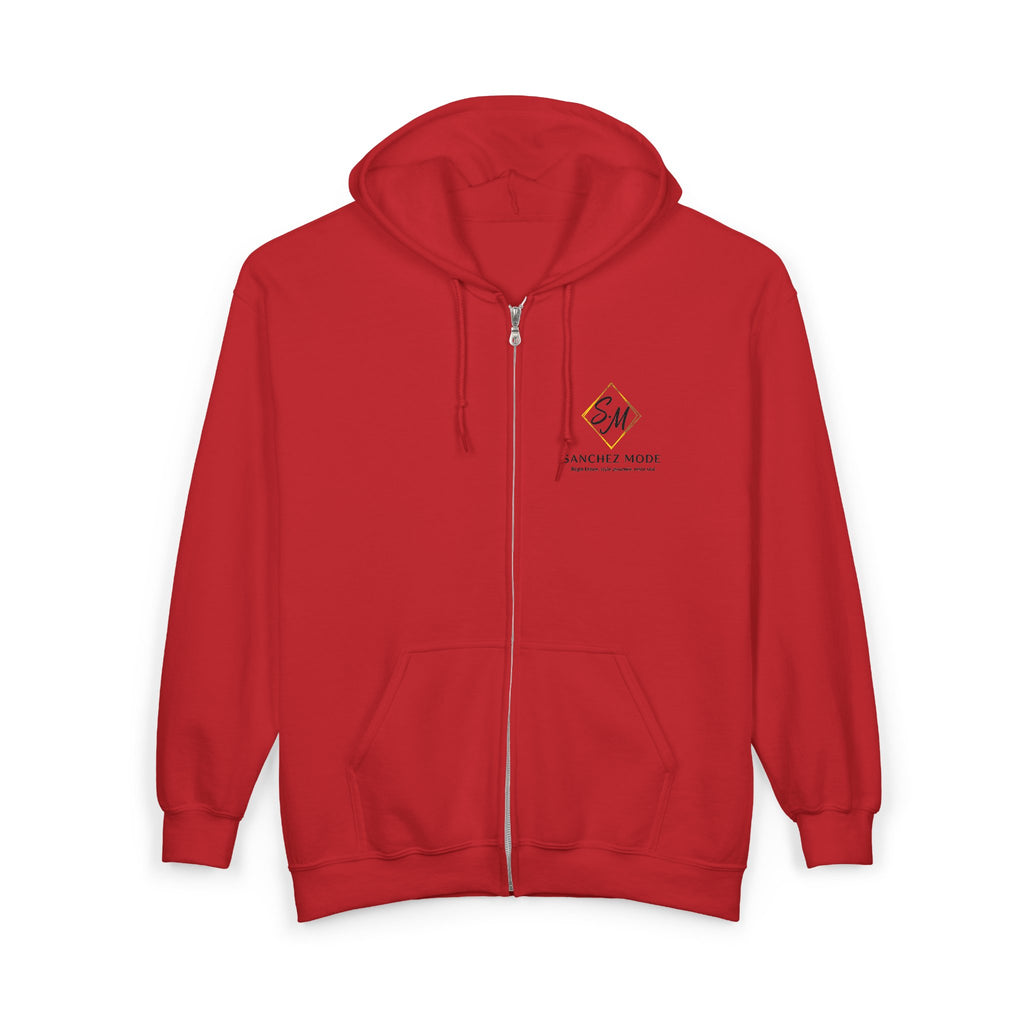 Full-Zip Hoodie with Small Mountain Logo - "SM" Minimalist Outdoor Zip-Up