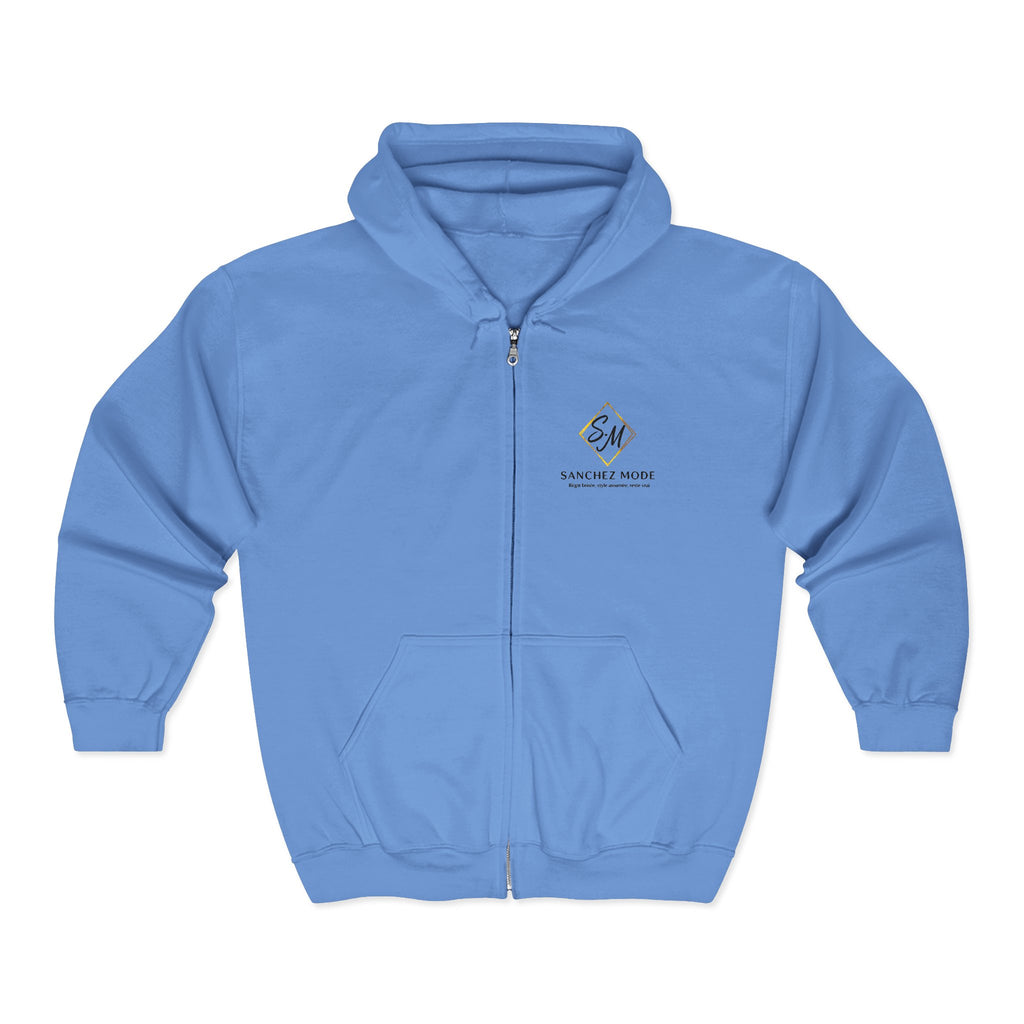 Full-Zip Hoodie with Small Mountain Logo - "SM" Minimalist Outdoor Zip-Up