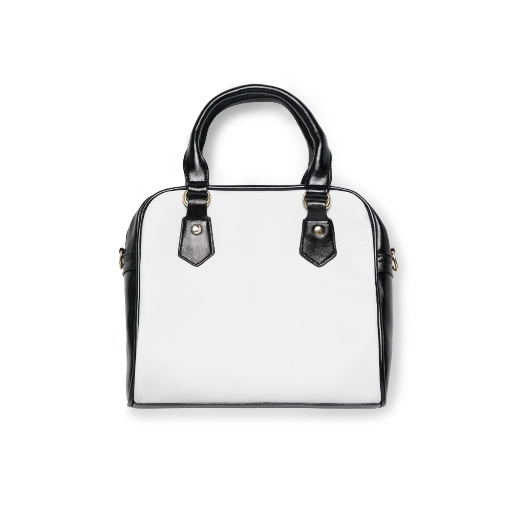 Monogram Shoulder Handbag – Elegant White & Black Leather Tote with SM Initial