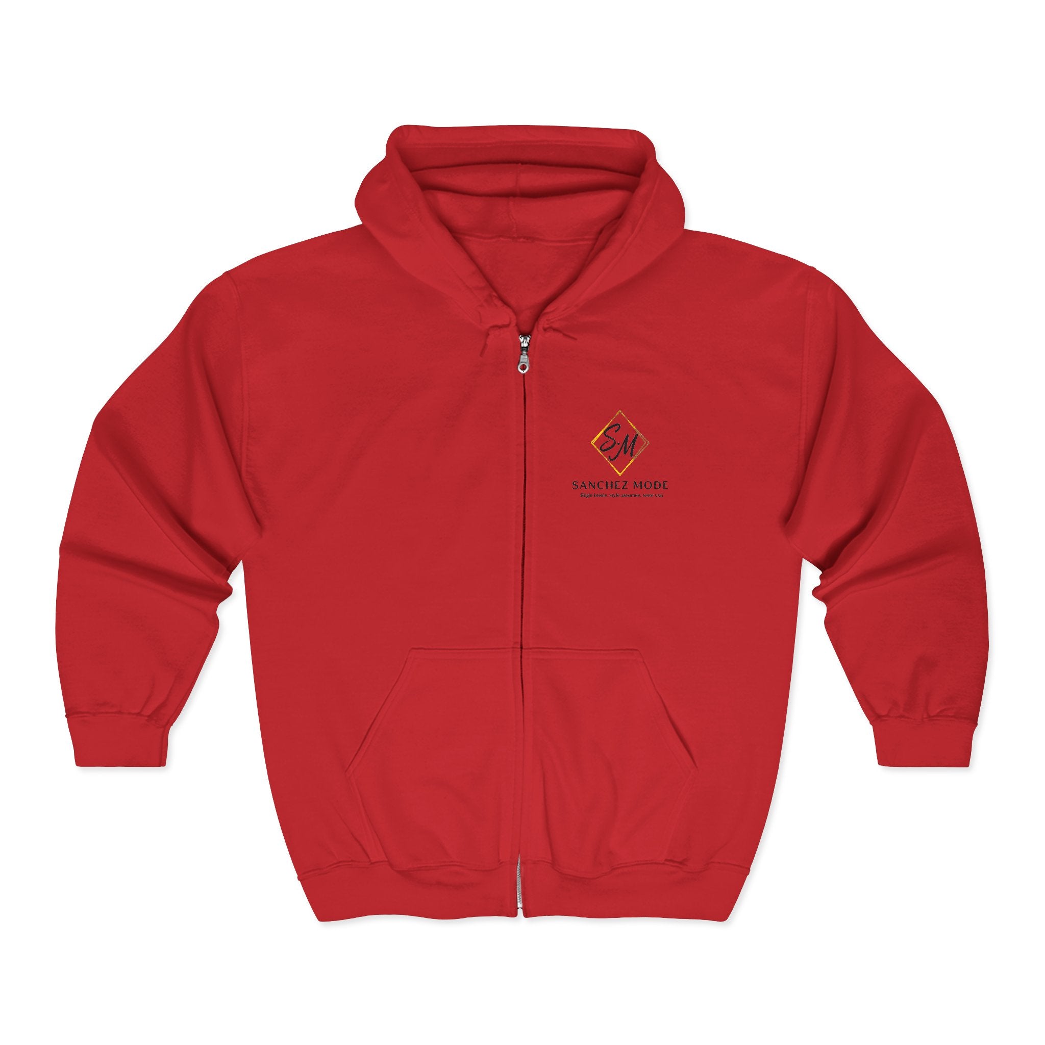Full-Zip Hoodie with Small Mountain Logo - "SM" Minimalist Outdoor Zip-Up