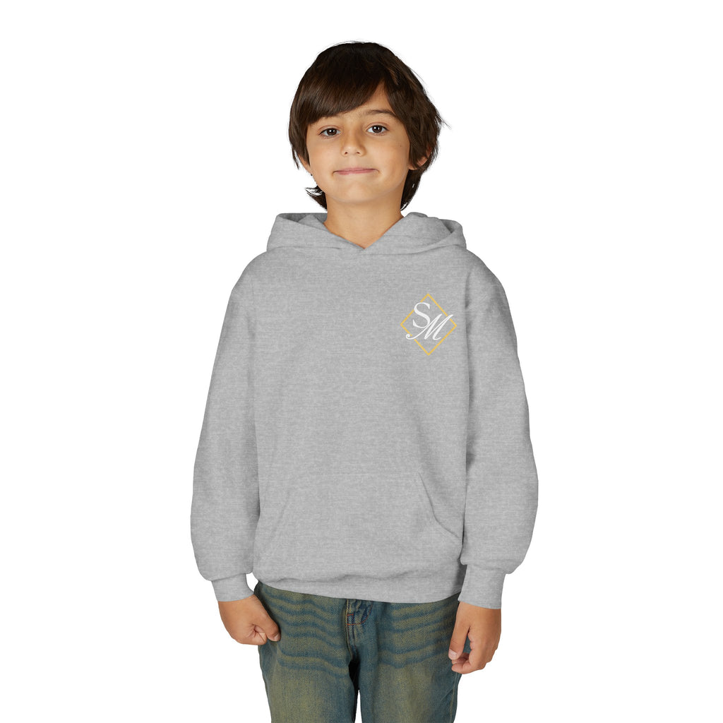 Youth Hoodie — Color Explosion Dirt Bike Pullover with Checkered Flag Back Graphic