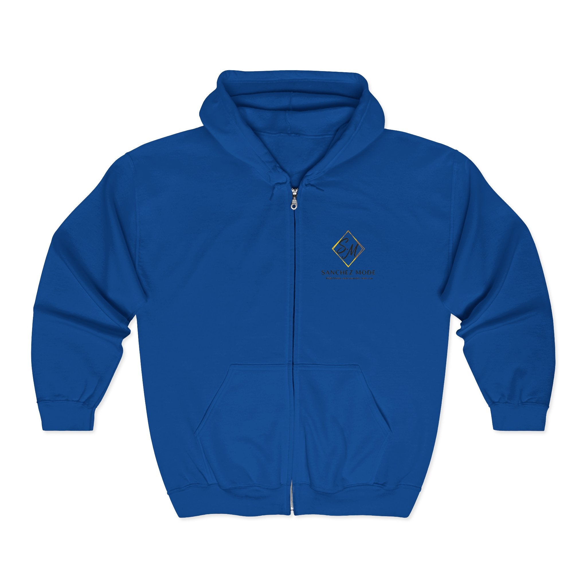 Full-Zip Hoodie with Small Mountain Logo - "SM" Minimalist Outdoor Zip-Up