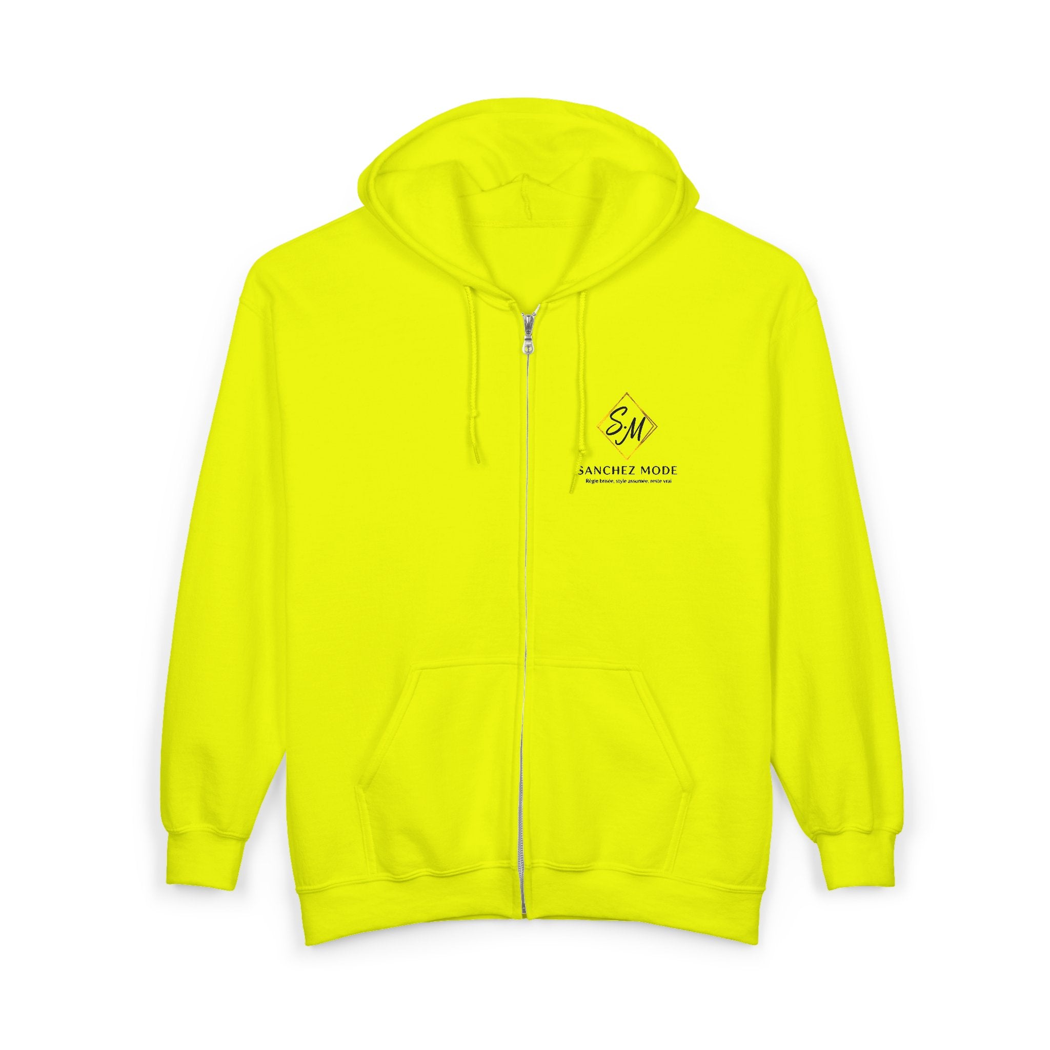 Full-Zip Hoodie with Small Mountain Logo - "SM" Minimalist Outdoor Zip-Up