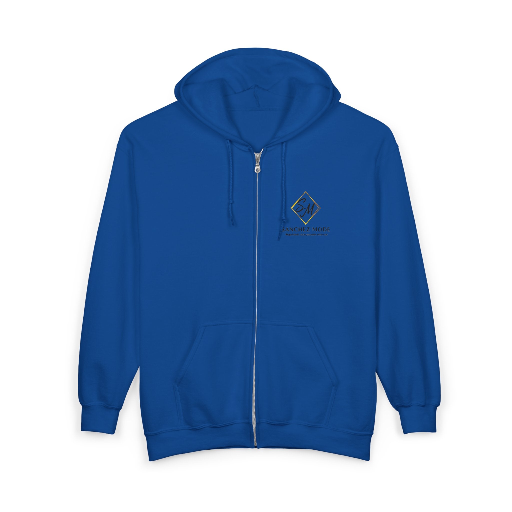 Full-Zip Hoodie with Small Mountain Logo - "SM" Minimalist Outdoor Zip-Up