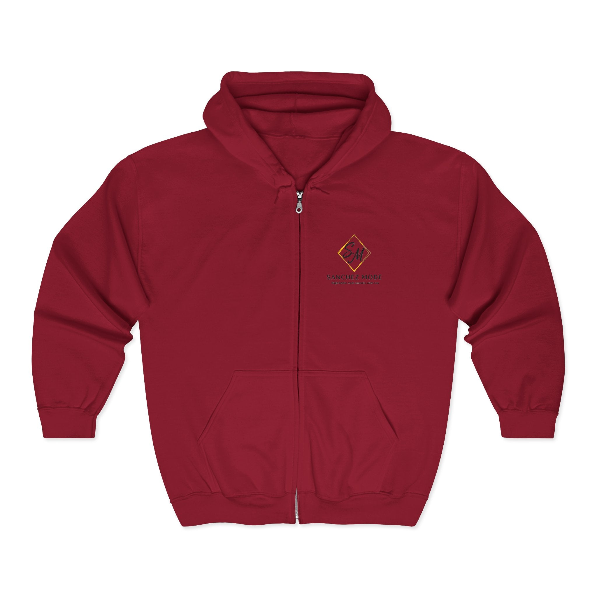 Full-Zip Hoodie with Small Mountain Logo - "SM" Minimalist Outdoor Zip-Up