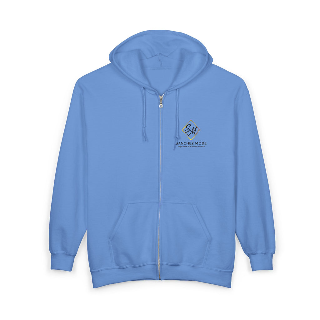 Full-Zip Hoodie with Small Mountain Logo - "SM" Minimalist Outdoor Zip-Up