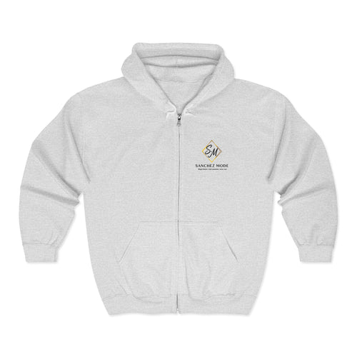 Full-Zip Hoodie with Small Mountain Logo - "SM" Minimalist Outdoor Zip-Up