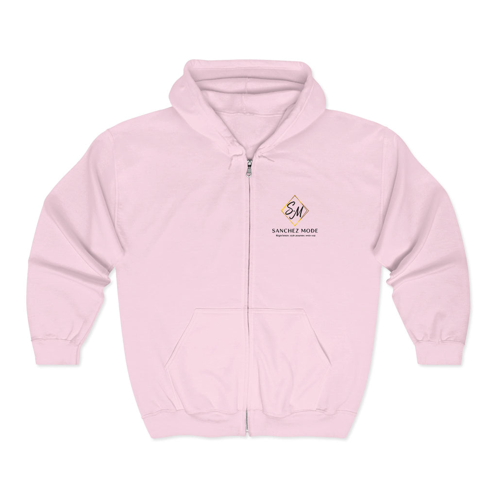 Full-Zip Hoodie with Small Mountain Logo - "SM" Minimalist Outdoor Zip-Up