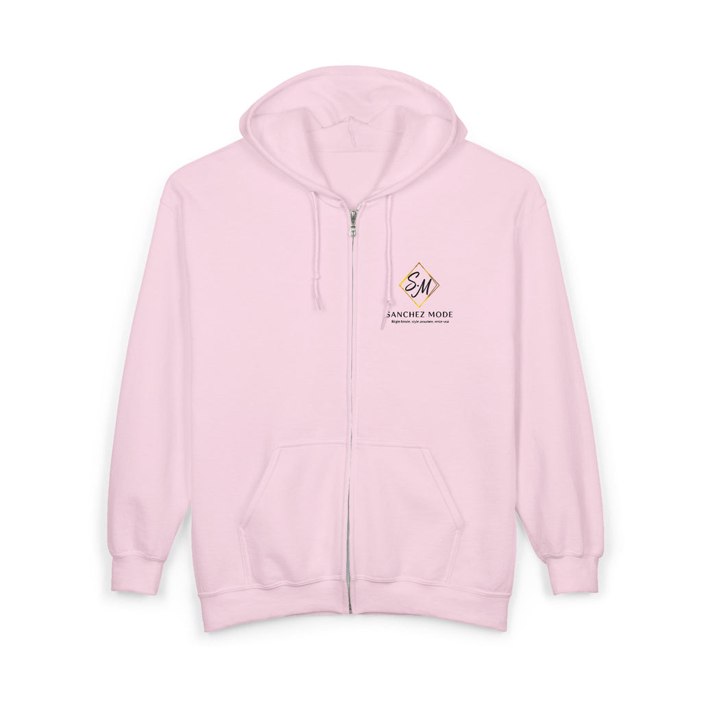 Full-Zip Hoodie with Small Mountain Logo - "SM" Minimalist Outdoor Zip-Up