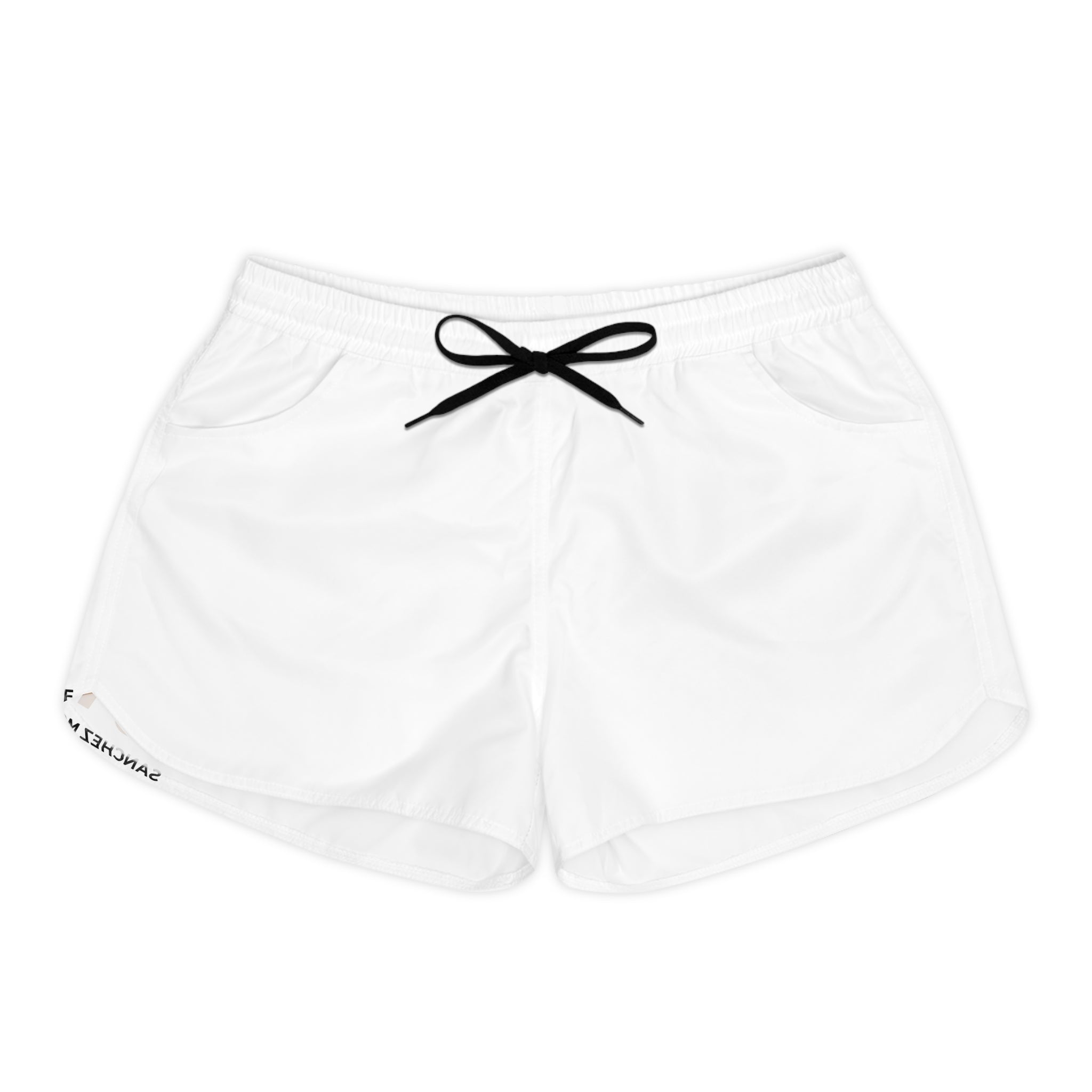 Women's Logo Athletic Shorts — White Casual Shorts with Gold 'Sanchez Mode' Accent