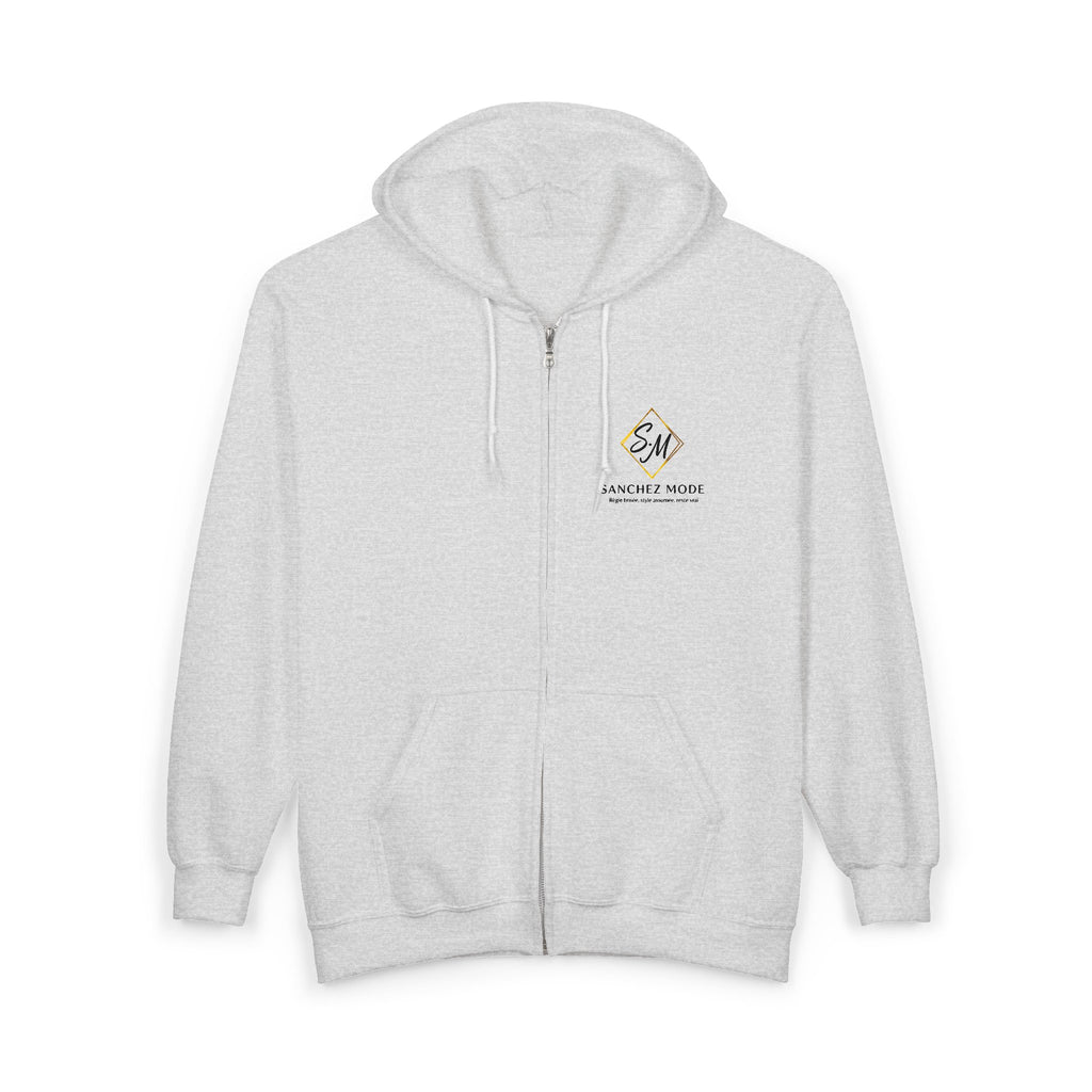 Full-Zip Hoodie with Small Mountain Logo - "SM" Minimalist Outdoor Zip-Up