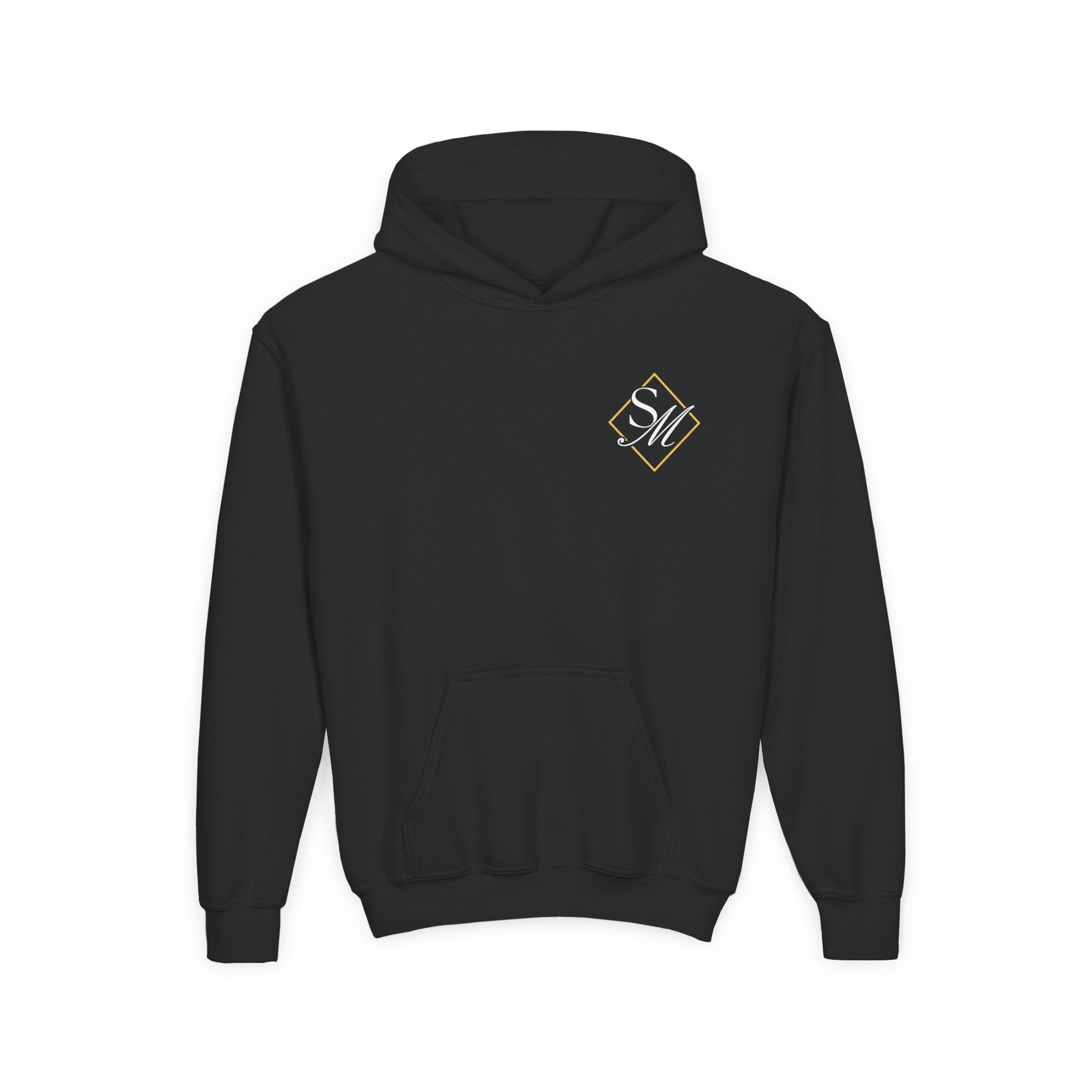 Youth Hoodie — Color Explosion Dirt Bike Pullover with Checkered Flag Back Graphic