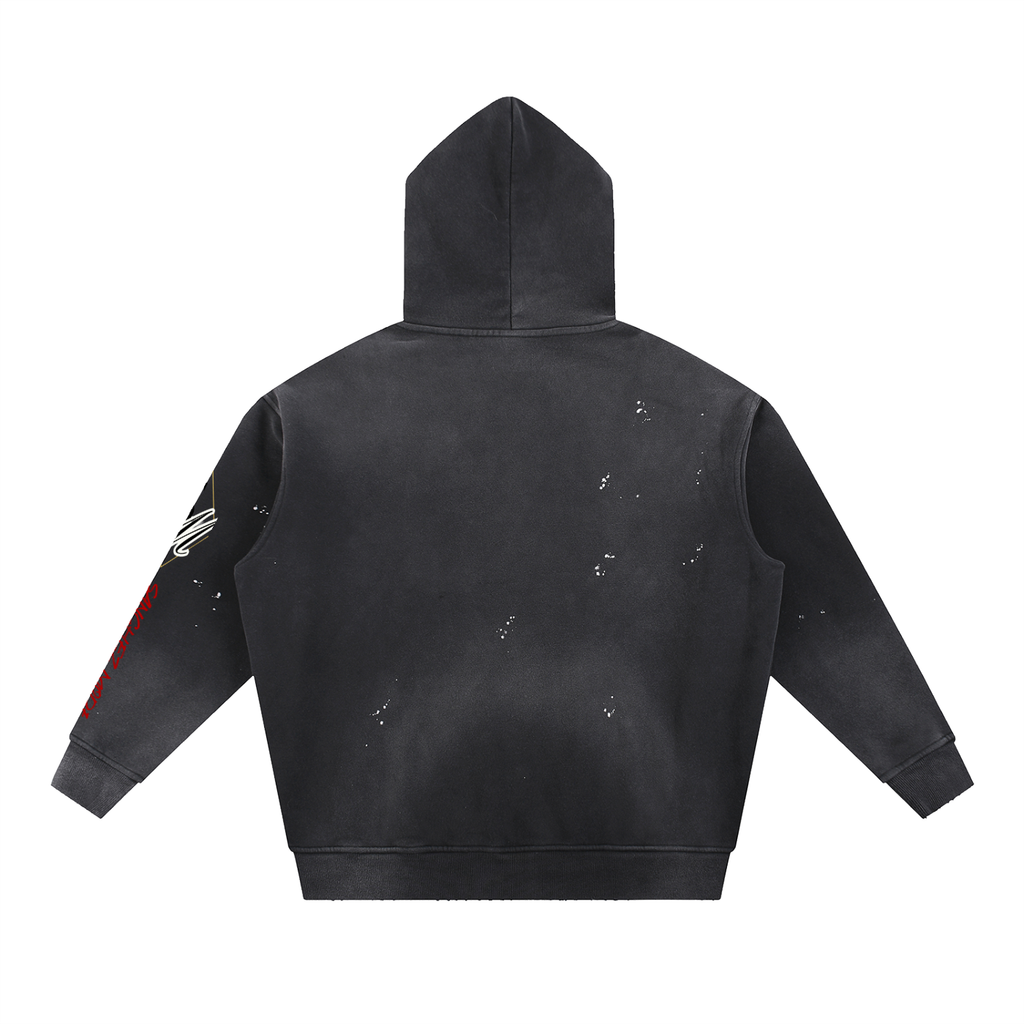Vintage Washed Frayed Fleece Hoodie