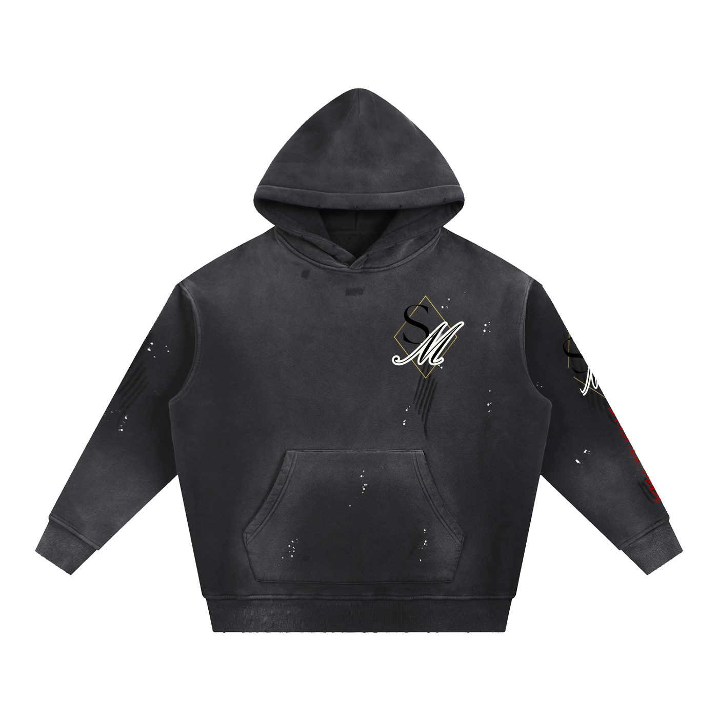 Vintage Washed Frayed Fleece Hoodie